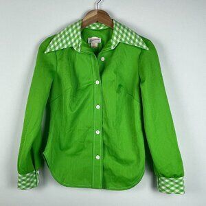 Vintage 1970s Lime Green Western Shirt by Dyanne Dallas, Size 10